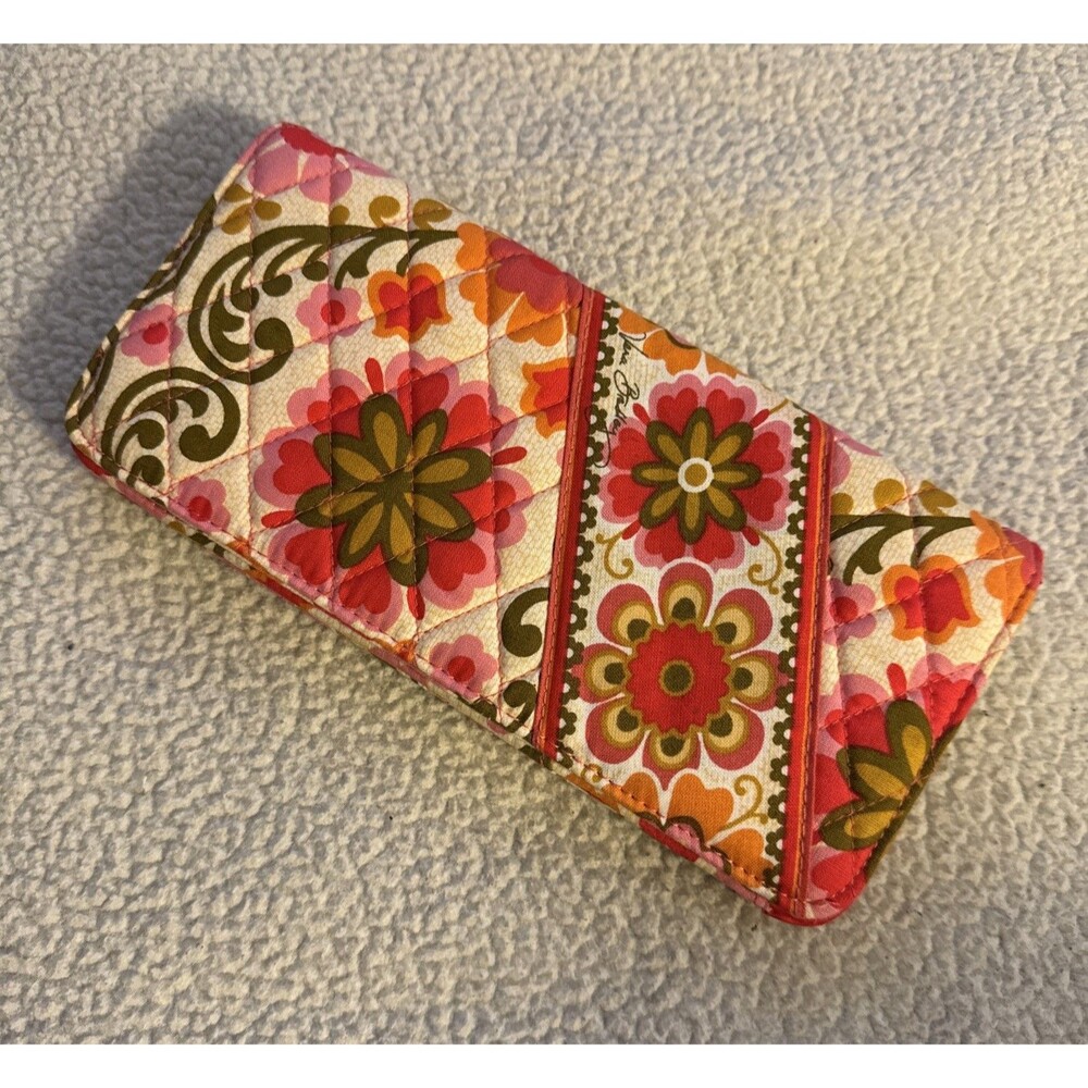 Vera Bradley Folkloric Bifold Magnetic Wallet Cotton Floral Boho Quilted Long
